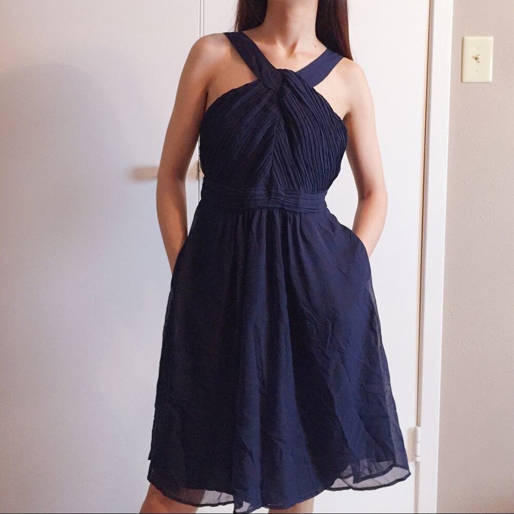Tevolio knotted halter style Chiffon dress-BA6